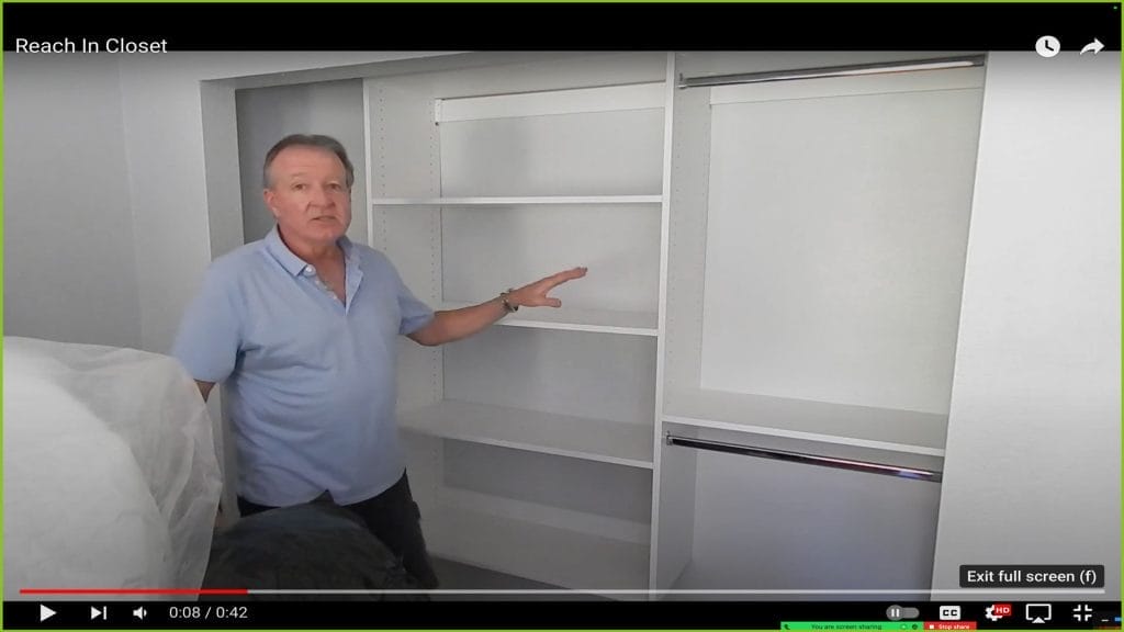 A custom Reach-in Standard closet installation video by Gulfshore Closets, the best custom closet design company in Naples, FL
